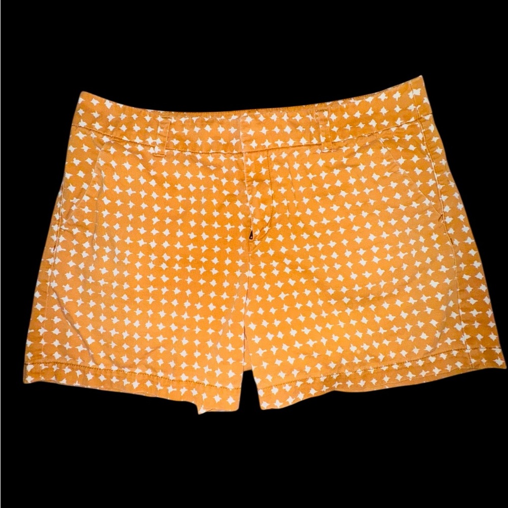 Merona Fit 1 Womens Chinos Shorts Orange White Abstract Pockets High Rise 14